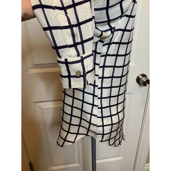 Isabel Marant Etoile Off-White & Blue Check Silk Button Up Shirt, Size 4 | 36 - Picture 5 of 9